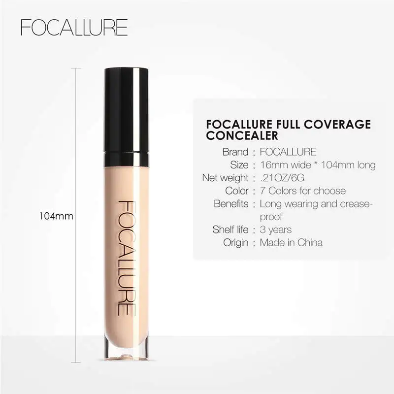 FOCALLURE Makeup Liquid Concealer Full Coverage Eye Base Concealer Oil-Control Waterproof Make Up Cosmetic Concealer — view 6