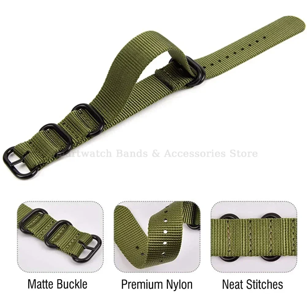 Nylon Fabric Woven Watch Strap with Black Buckle