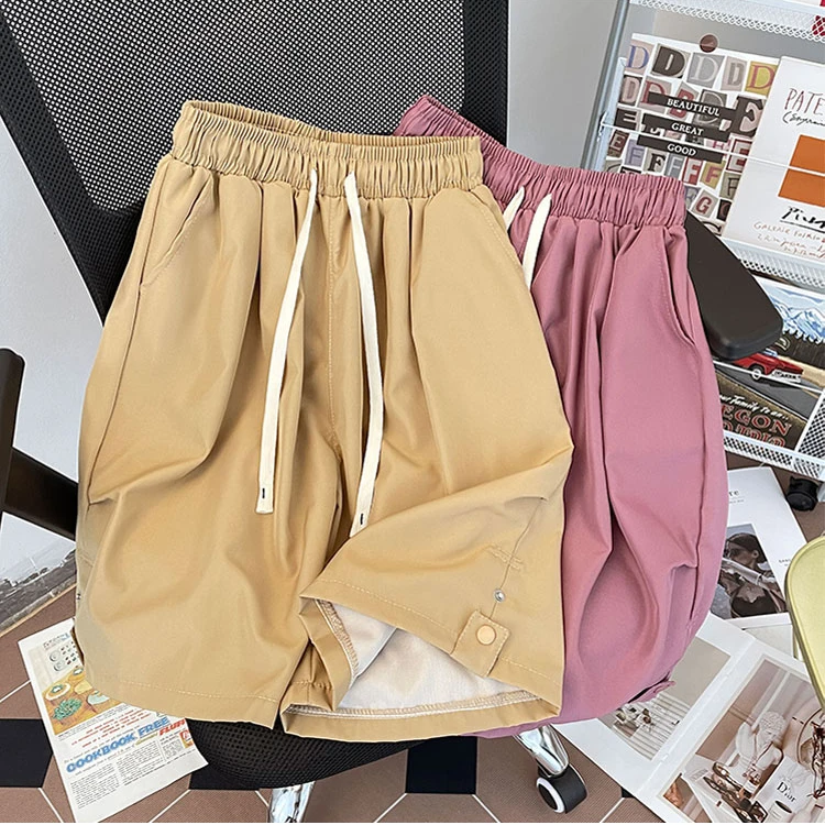 

Мужские свободные шорты на шнуровке, однотонные прямые шорты в Корейском стиле, спортивные шорты для отдыха, G225, лето 2024