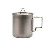Pure Titanium Mug with Lid, Outdoor Folding with Handle, Double-layer Anti-scalding Portable Travel Set, Camping Water Cup 6