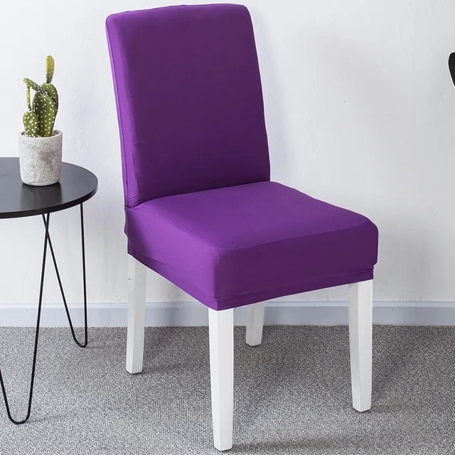 Solid Color Dining Room Lycra Spandex Chair Covers Stretch White Chair Seat Slip Cover Removable For Kitchen Restaurant Fuchsia