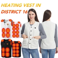 16 Areas Heated Vest Women Electric Heated Jackets Teddy Velvet V-neck USB Electric Temperature Control Winter Thermal Warm Vest