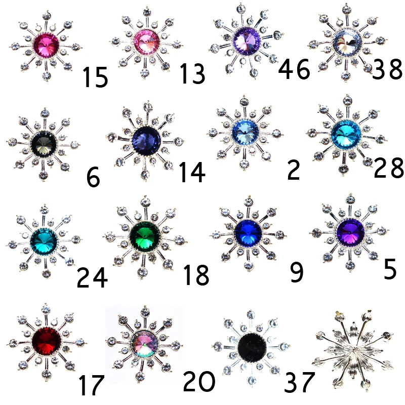 

New 10PCS 30 * MM Alloy Gemstone Snowflake Flat Bottom Diamond Buckle Hair Ornament Bow Tie Clothing Decoration Material
