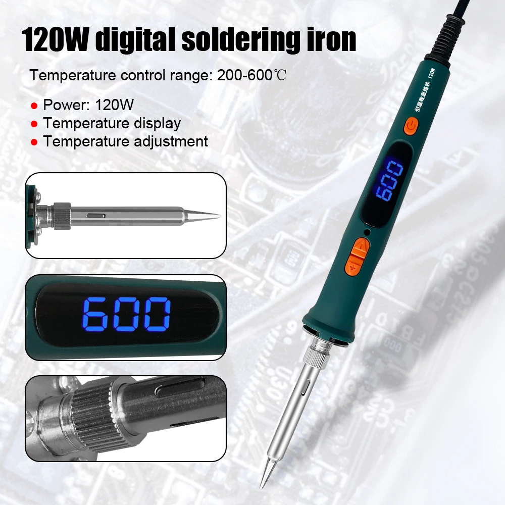

120W Digital Soldering Iron Repair Soldering Tool Heated Digital Display Adjustable Temperature Electric Soldering Iron Set