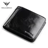 WILLIAMPOLO Genuine Leather Wallets Men Wallet Credit Business Card Holders Vintage Brown Leather Wallet Purses High Quality 5