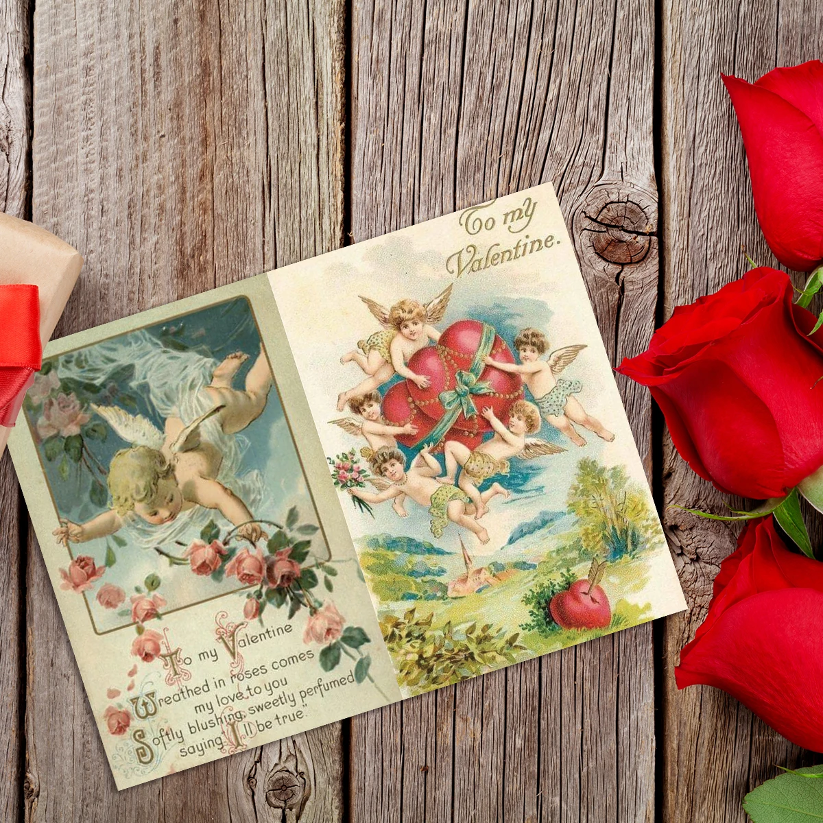 Vintage Victorian Valentine's Day Postcard Greeting Card Happy Valentine's Day Gift Card Wedding Party Decor Valentine Gift 12pc