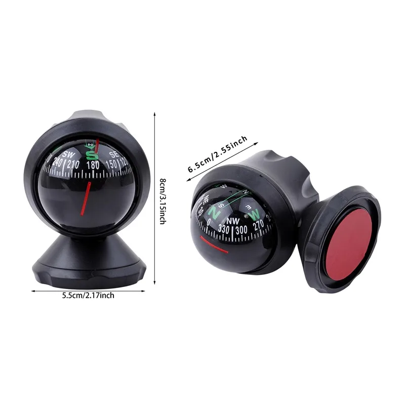 360 Degree Rotation Vehicle Navigation Ball Shaped Car Waterproof Compass With Suction Cup High Quality Car Compass Decor