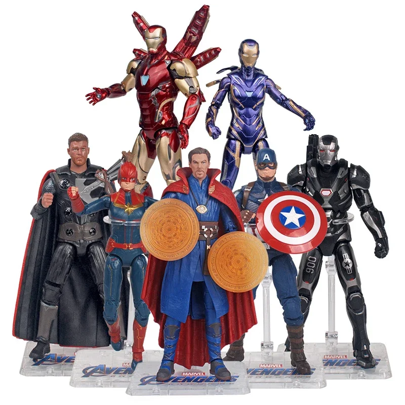 

7inch Marvel Avengers Action Figure Endgame Iron Man Pepper Thor Doctor Strange Move Joints Replace Hands Kids Toys for Boy Gift