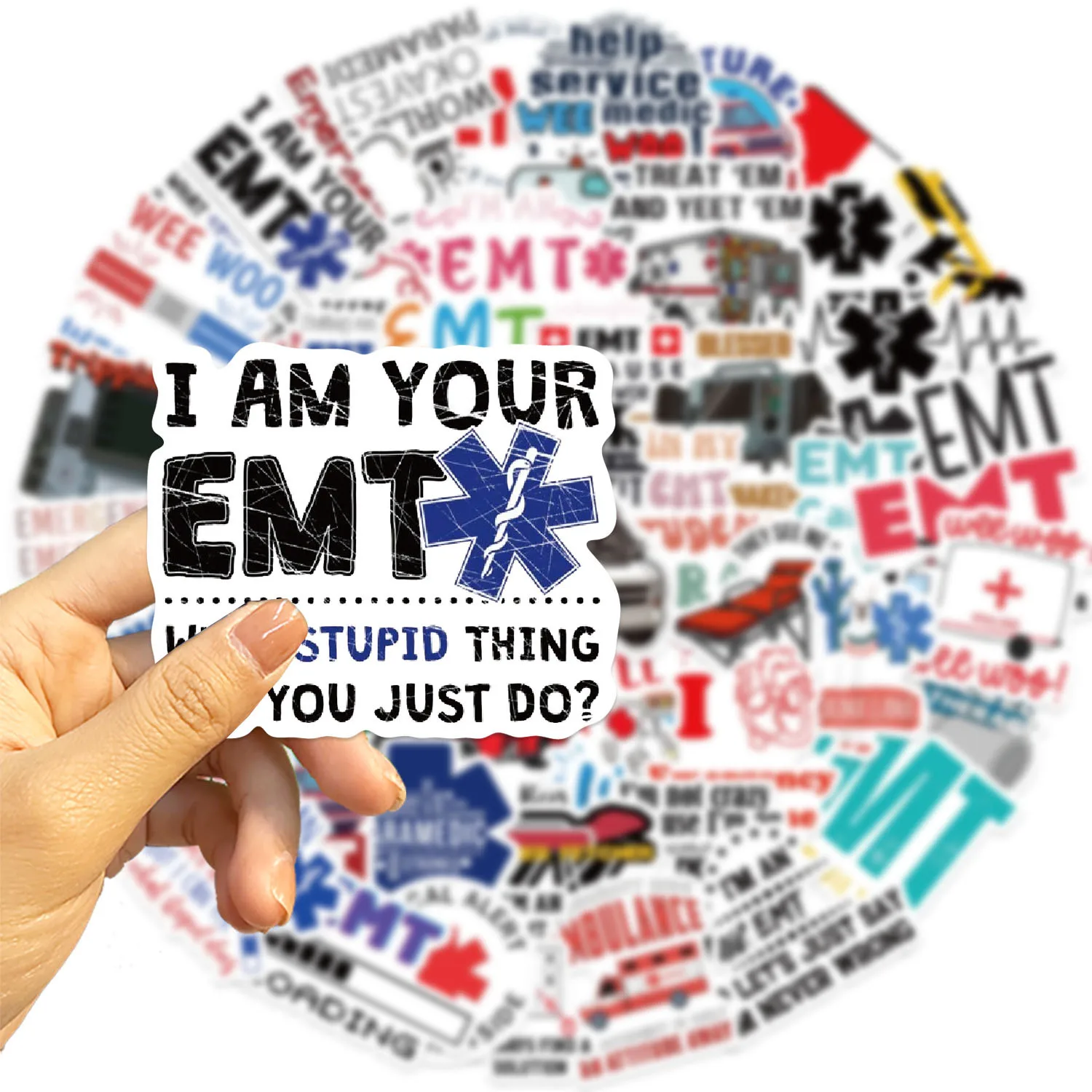응급 의료 기술자 스티커, 물병 및 노트북용 EMT 스티커, 파티 선물, 선물, 50 개
