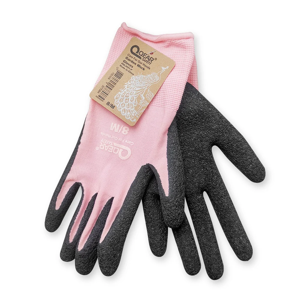 Women Gardening Work Gloves Latex Rubber Palm Coated Dirty Small Plant Thorn Resistance Palm Dexterity Abrasion Grip