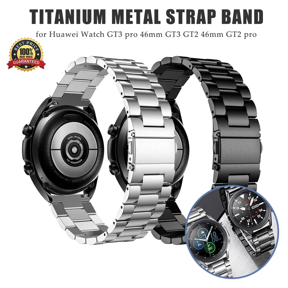 

Titanium Metal Strap for Huawei Watch 3 Band GT 2 Pro GT2 Watchband for Samsung Watch 5 44mm Luxury Business Bracelet Wristband