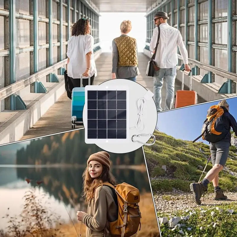 Portable Solar Charger For Phone Efficiency Solar Panels Waterproof 5W 5V Fast Charger For Camping For Charging Fans LED Light