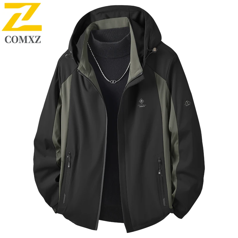 Men Outdoor Sport Hooded Windbreaker Detachable Spring Autumn Zip-Up Casual Coat Fashion Business Office  Lightweight ​Jacket