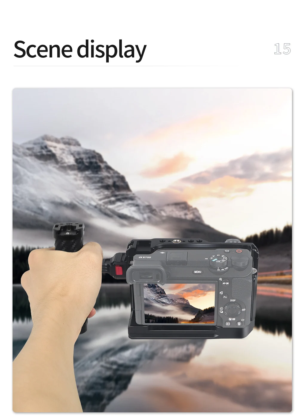 Kamerakäfig aus Aluminiumlegierung, Video-Rig, oberer Griff, Kit mit Kaltschuhhalterung für Sony A6700 DSLR-Kamera für Mikrofon, Blitzlicht – Detail 17