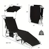 Foldable Sun Shading Lounge Chair Adjustable Beach Sunbathing Recliner W/Pocket 6