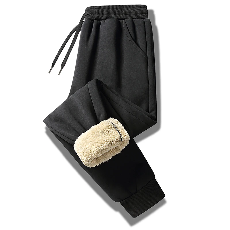 Mens Cashmere Sweatpants Winter Warm Lamb Wool Trousers For Male Lined Fleece Pants Mens Autumn And Winter Casual Joggers Pants sport jogging trousers,fleece sweatpants