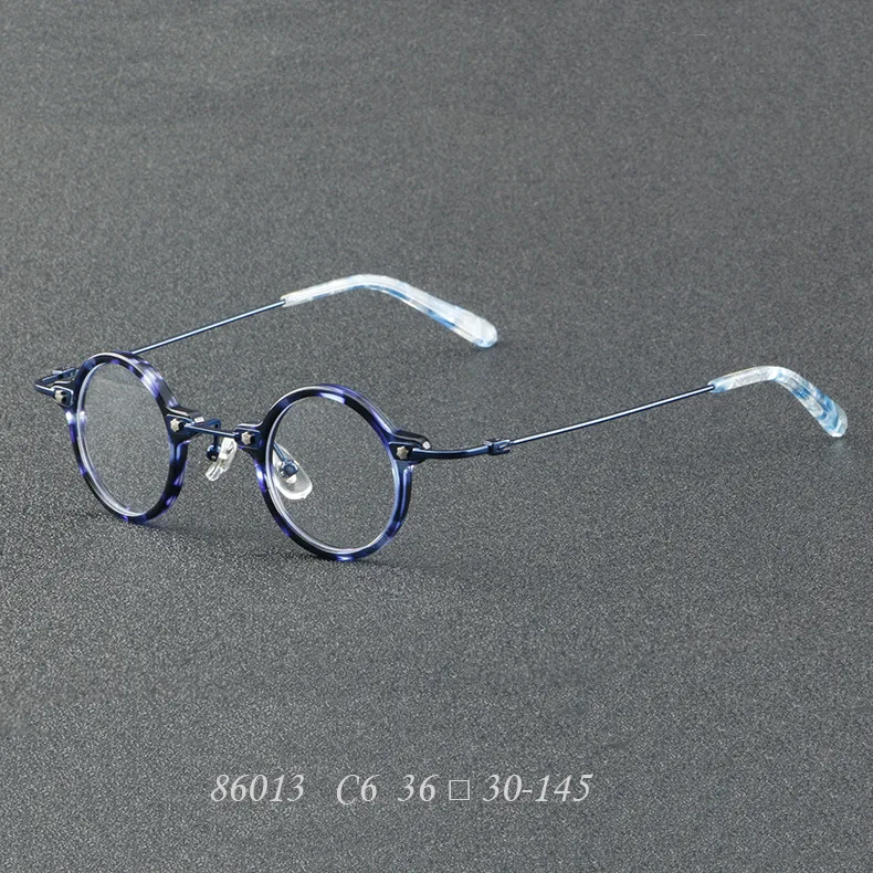 Vcka Vintage Acetat Titan Myopie Brillen Rahmen Männer verschreibung pflicht ige optische Brille Frauen Retro runde Brillen-0,5 bis-6,0 – Detail 7