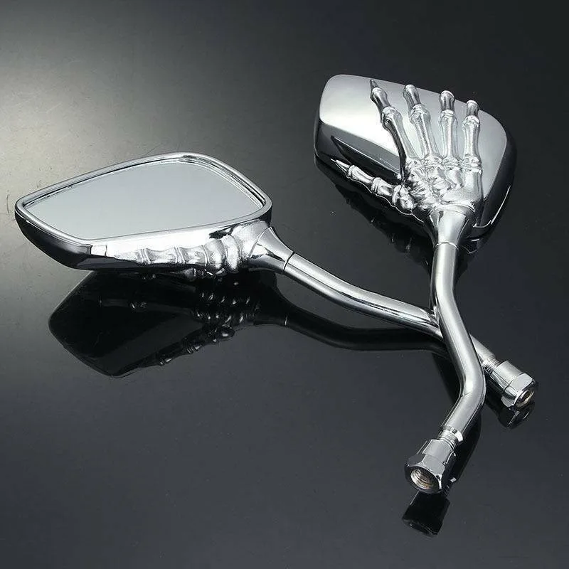 Universal Motorcycle Rearview Mirror 2pcs Aluminium Alloy Scooter Skeleton Hand Refit Motorbike Side Mirrors