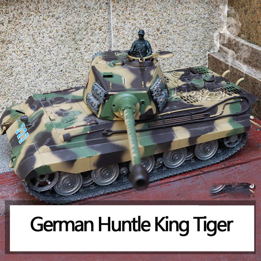 Remote Control Tank Heng Long 1/16 7.0 German henter King Tiger 3888A Turret Barrel Recoil BB Shoots Smoke Effect