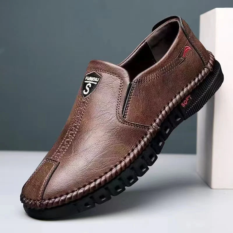 High Quality Leather Men Casual Shoes Handmade Light Mens Loafers Breathable Comfortable Walking Shoes Slip-on Driving Shoes 3