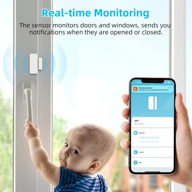 MIUCDA Tuya WiFi/Zigbee Door Sensor Smart Door Window Detector Home Security Alarm App Remote Control For Alexa Google Home 3