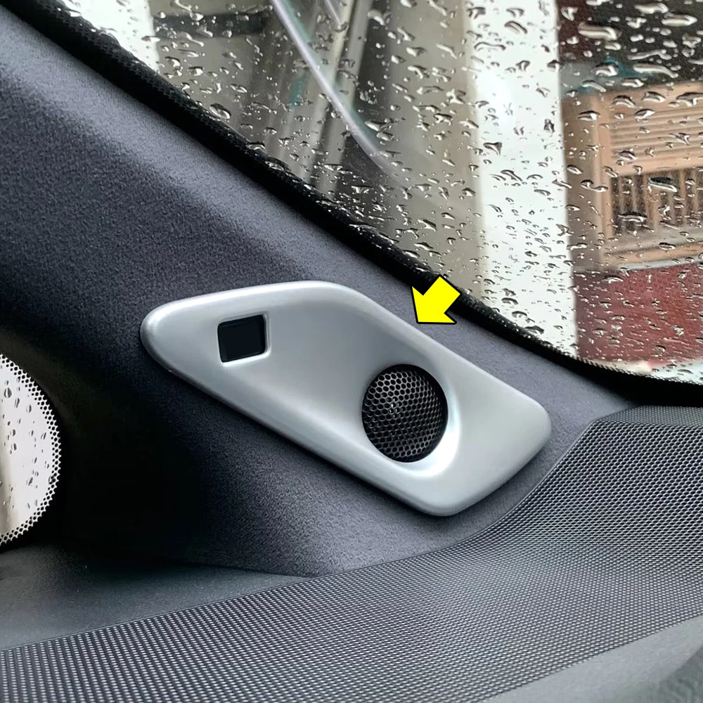 

2pcs Chrome Interior Front Pillar Speaker Trim Covers For 2023 2024 Toyota Alphard Car Styling