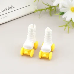 Mini Pink and White Roller Skates for Dolls - Fashionable Short Boots Toy Accessories (WHITE)