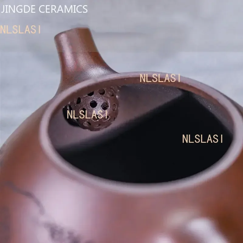 220ml Antique Yixing Purple Clay Teapot Handmade Zhu Mud Stone Scoop Kettle Chinese Zisha Tea Set Customized Household Teaware