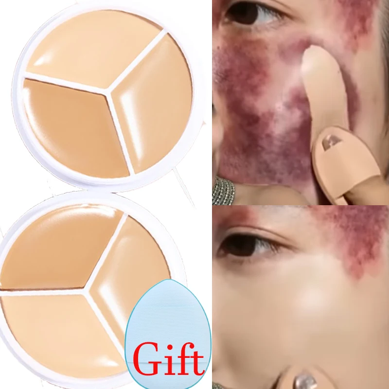 브러시 포함 3 색 컨실러, 페이스 컬러 보정, 크림 컨실러, 다크 서클 스팟 보습 및 지속 컨실러 Best5 브러시 포함 3 색 컨실러, 페이스 컬러 보정, 크림 컨실러, 다크 서클 스팟 보습 및 지속 컨실러 Best5