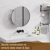 Round Bathroom Cabinet Mirror Wall Mounted Assembled Storage Adjustable Shelf Modern Mobile Bagno Single Door Home Furniture 4