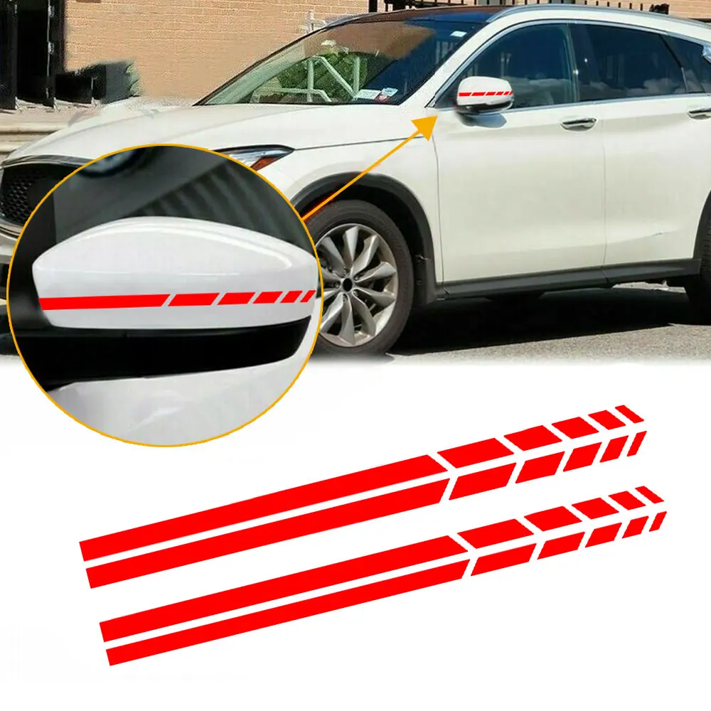 

4Pcs/Set Car Sticker Rearview Mirror Side Mirror Decal Stripe Vinyl Truck SUV Vehicle Body Accessories 20 x 0.7cm Universal