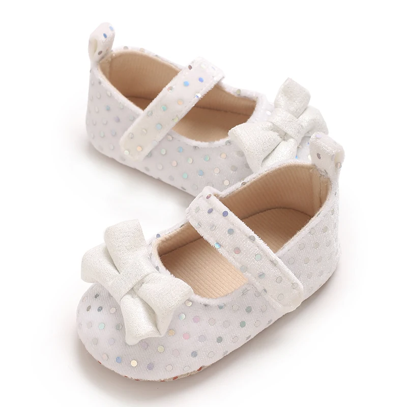 Mary Jane Princess Flat Shoes Preschool Children's Soft Bottom Wedding Dress First Walker Non slip Bow Pre
