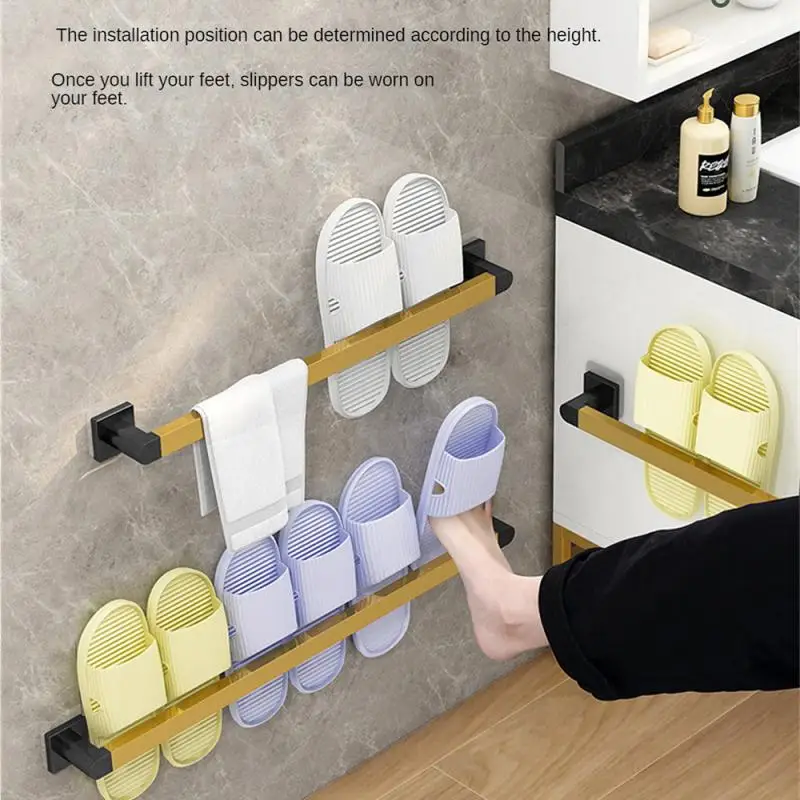 

Bathroom Slipper Rack Stainless Steel No Punching Wall-Mounted Toilet Shoe Drain Rack Shoe Organizer Artifacts Shoe Hanger