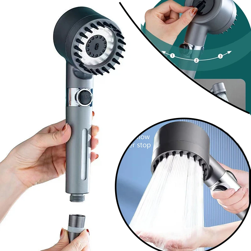 

1PC 3 Modes Shower Head High Pressure Showerhead Portable Filter Rainfall Faucet Tap Bathroom Bath Home Innovative Accessories
