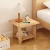 Simple Bedside table Solid Wood Nightstands Double-Layer Night table Living Room Sofa Side Table Modern Home Bedroom furniture 1