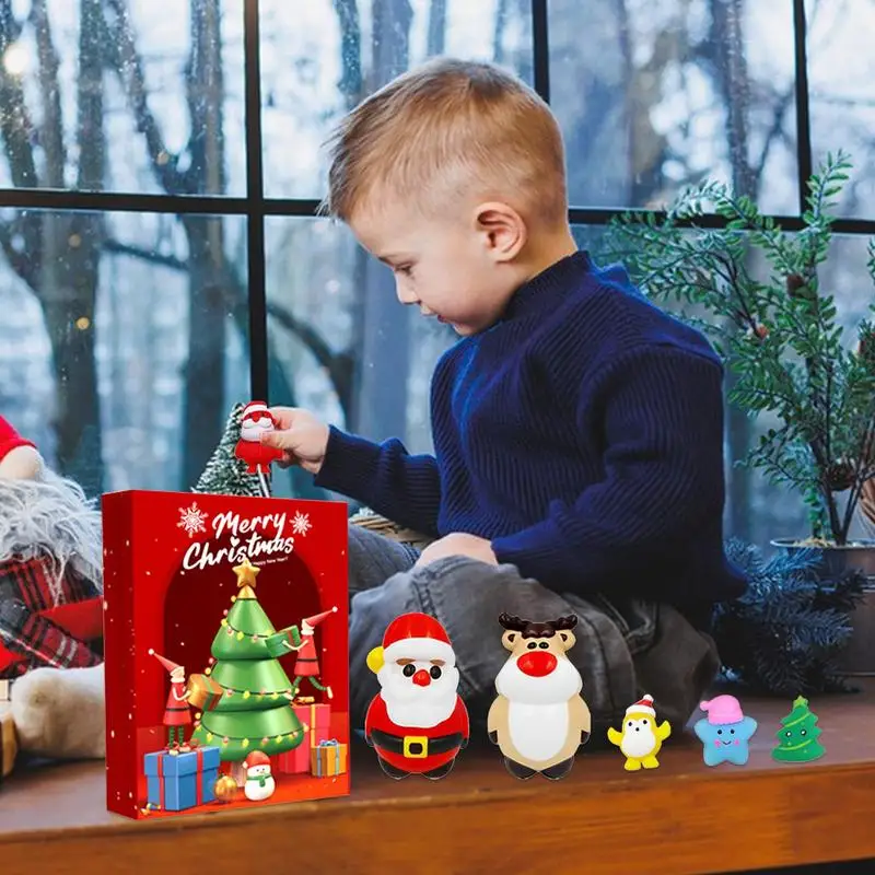 Christmas Advent Calendars Anti Stress Squeeze Toys 2024 Christmas Countdown Calendar Collectible Figurines Kids Xmas Gift Box