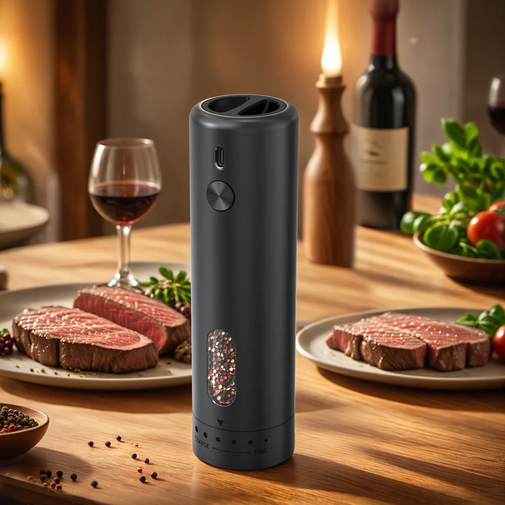 USB Rechargeable Electric Pepper Grinder-ABS Body, Adjustable Coarseness, One-Button Operation Ideal Kitchen Essential