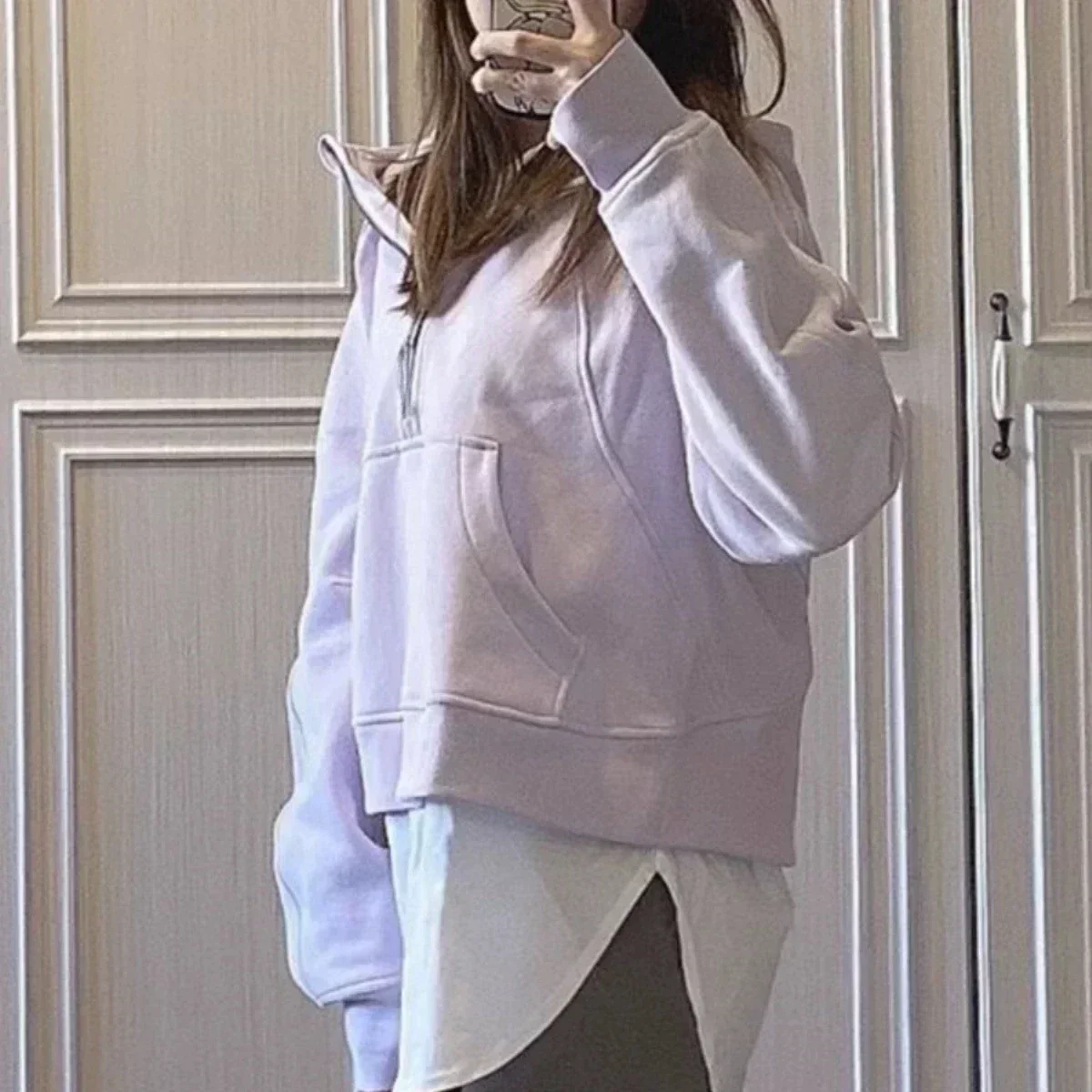 Lemon Women's Scuba Loose Half Zip Hoodie Oversized Cropped Hoodies Relaxed Sweatshirt Yoga Wear for Women Define Jackets Coat