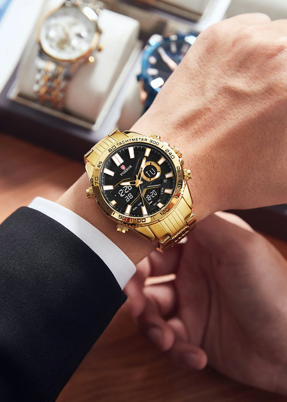 Men Watches Quartz Digital Male Clock Military Sport Blue Stainless Steel Man's Wrist watch_voghion.com