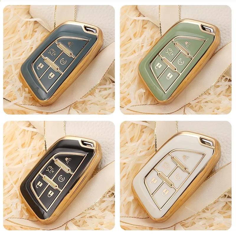 5 pulsanti TPU Car Key Case Cover Holder Shell Fob per Cadillac CT4 CT5 2021 2022 Gold Edge Smart portachiavi accessori Auto 6 5 pulsanti TPU Car Key Case Cover Holder Shell Fob per Cadillac CT4 CT5 2021 2022 Gold Edge Smart portachiavi accessori Auto - Sa34e4be34cfe424f9b43e8dc140d685fR