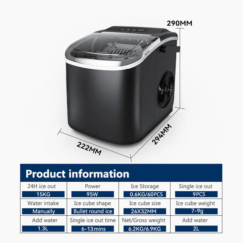 15KG/24H Electric Bullet Round Ice Making Machine Commercial Portable Cylindrical Ice Maker Automatic cleaning For Milk Tea Shop 3
