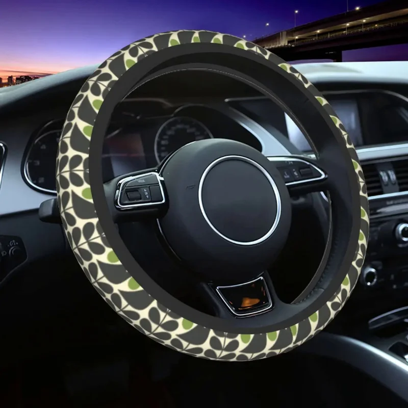 

Car Steering Wheel Covers Orla Kiely Flower Pattern Soft Abstract Braid On The Steering Wheel Cover Car-styling Car Accessories