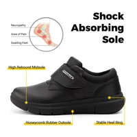 Chaussures Extra larges en cuir pour hommes, chaussures de marche pour diabétiques, orteils orthopédiques, pieds gonflés, antidérapantes, avec Support de voûte plantaire 5