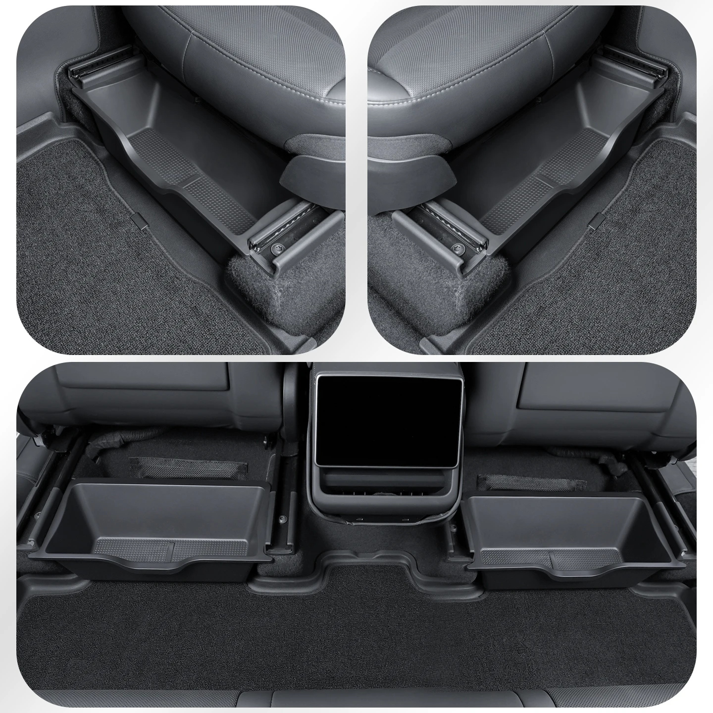 For Tesla Model Y Juniper 2025 Storage Box Under The Front Seats TPE Material Du