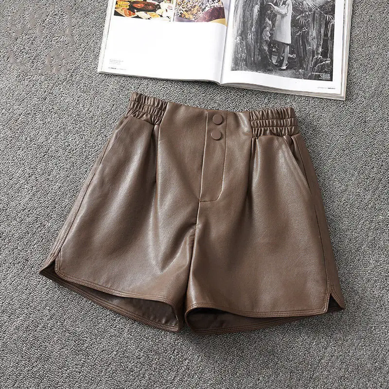 Trend Elastic Waist Youth A-line Shorts Spring Autumn New Solid Loose All-match Wide Leg Shorts Fashion Casual Women Clothing
