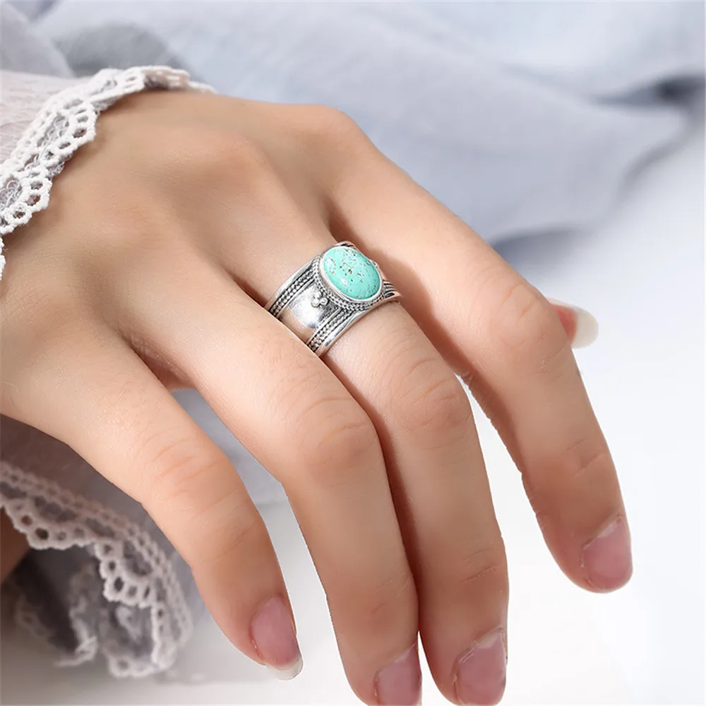 Ring Blank for 8x10mm Oval Cabochons Antique Style Ring Setting Thai Sterling Silver Adjustable Ring Base RB415S