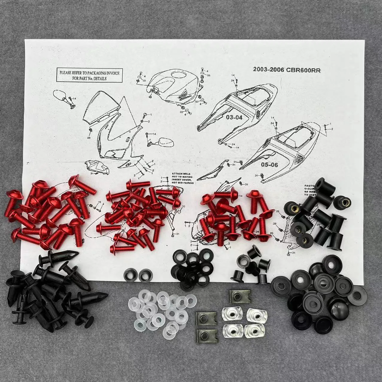Complete Fairing Bolt Kit For Kawasaki Ninja ZX-12R 2002-2005 - 156pcs Stainless Screws & Hardware