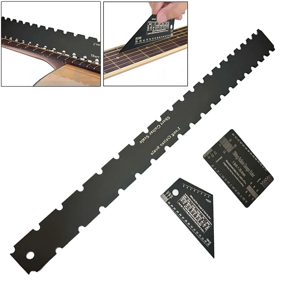 159 Notch Ruler 4 PCS Guitar Neck Notch Ruler Stainless Steel Straight Edge Fret ...