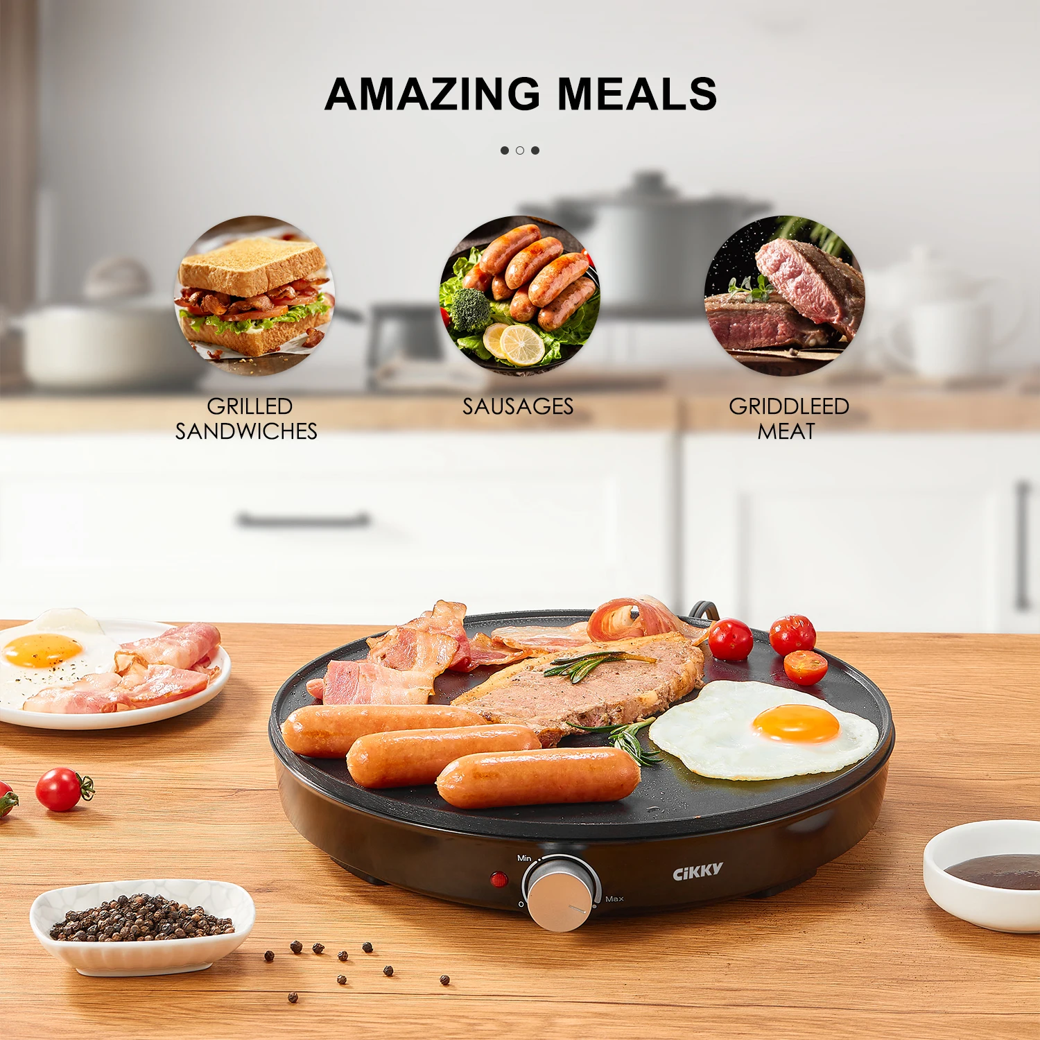 Crepe Maker Machine, Reemix Compact Pancake Griddle Precise Temperature Control, Nonstick 12” Electric Griddle, Batter Spreader 6