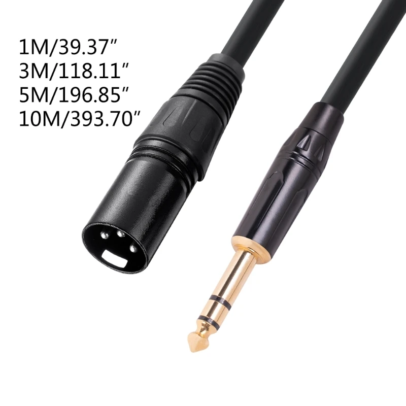 C1FB 6.35mm 1/4 ġ 뷱 ̺ Male 3Pin Ŀ ڵ, TRS Male ݵ ũ ũ  ̺